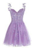 A Line Sweetheart Mint Appliques Short Homecoming Dresses