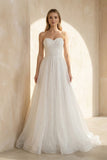 A Line Sweetheart Sparkly Bohemian Wedding Dress Bridal Gown
