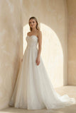 A Line Sweetheart Sparkly Bohemian Wedding Dress Bridal Gown
