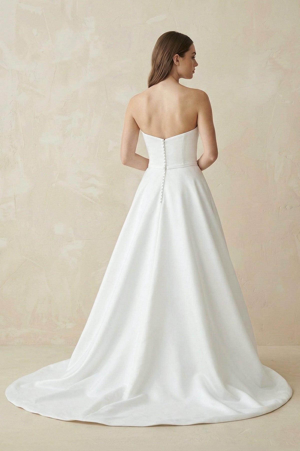 A-Line Sweetheart White Satin Wedding Dresses