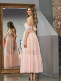 A-Line Tulle Sweetheart Tea-Length Homecoming Dress