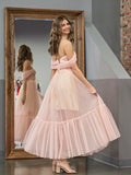 A-Line Tulle Sweetheart Tea-Length Homecoming Dress
