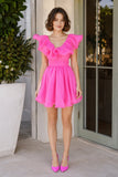 A Line V Neck Organza Ruffles Homecoming Dress