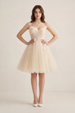 A Line Sweetheart Spaghetti Straps Tulle Short Homecoming Dresses