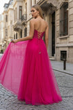 A-Line Sweetheart Beads Empire-Waist Sleeveless Prom Dress With Slit