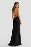 Mermaid Deep Halter Yellow Satin Long Prom Dresses with Slit