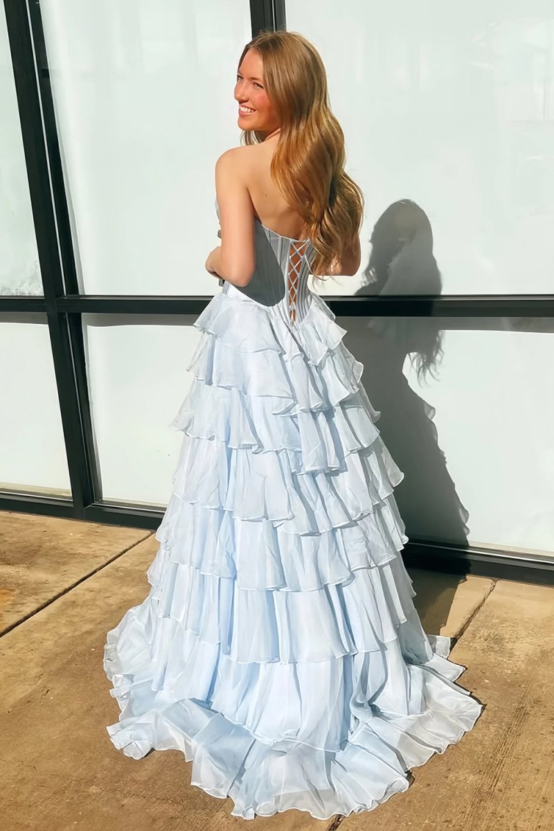 Pink Sweetheart A Line Chiffon Ruffled Long Formal Prom Dresses With Beading