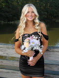 Pink Off The Shoulder Tulle Short Homecoming & Cocktail Dresses