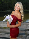 Pink Off The Shoulder Tulle Short Homecoming & Cocktail Dresses