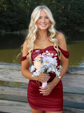 Pink Off The Shoulder Tulle Short Homecoming & Cocktail Dresses