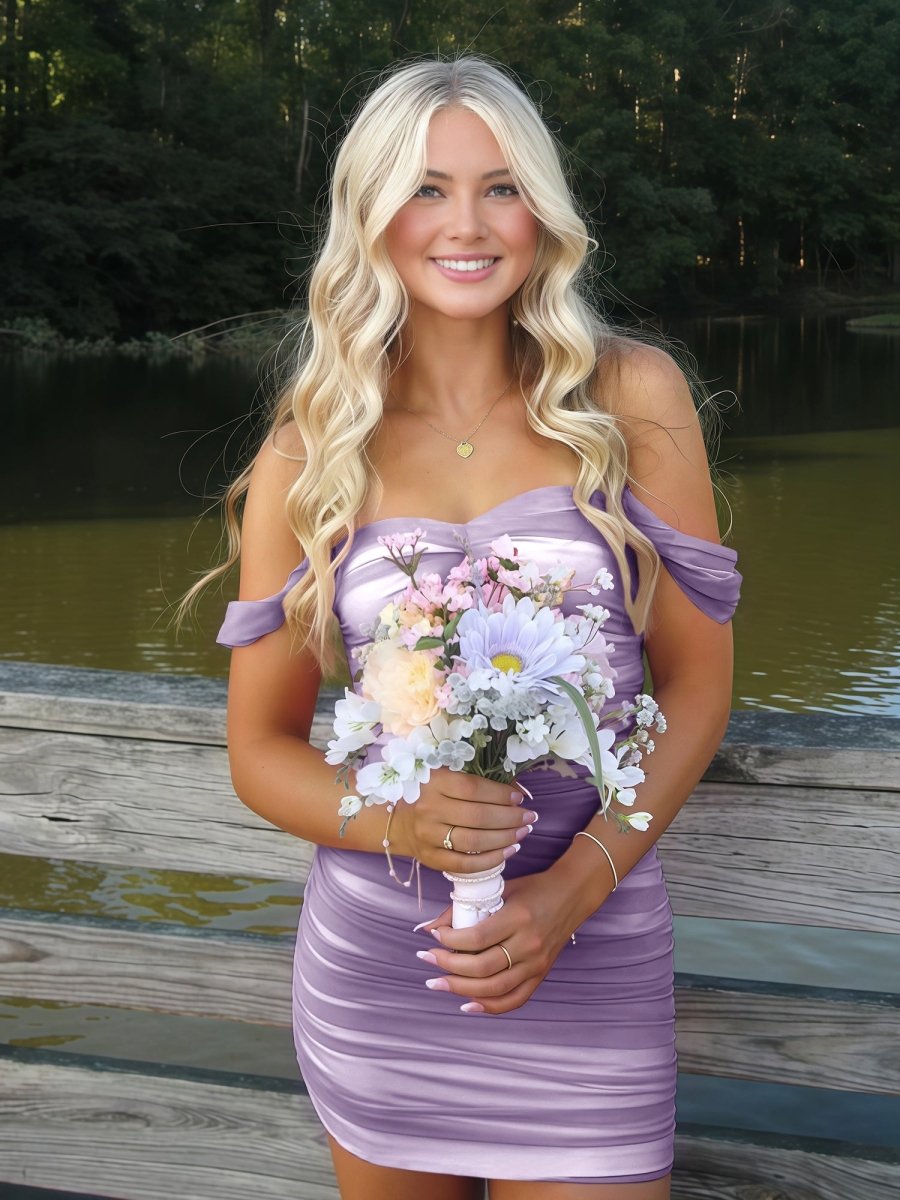 Pink Off The Shoulder Tulle Short Homecoming & Cocktail Dresses