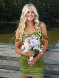 Mustard Green - Off The Shoulder Tulle Short Homecoming & Cocktail Dresses