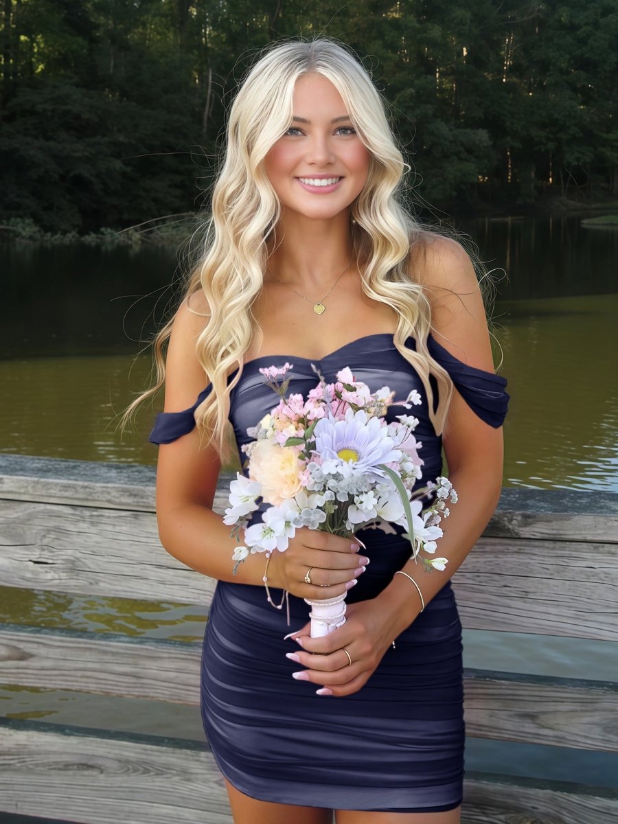 Pink Off The Shoulder Tulle Short Homecoming & Cocktail Dresses