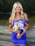 Pink Off The Shoulder Tulle Short Homecoming & Cocktail Dresses