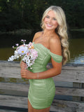 Pink Off The Shoulder Tulle Short Homecoming & Cocktail Dresses