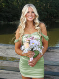 Pink Off The Shoulder Tulle Short Homecoming & Cocktail Dresses