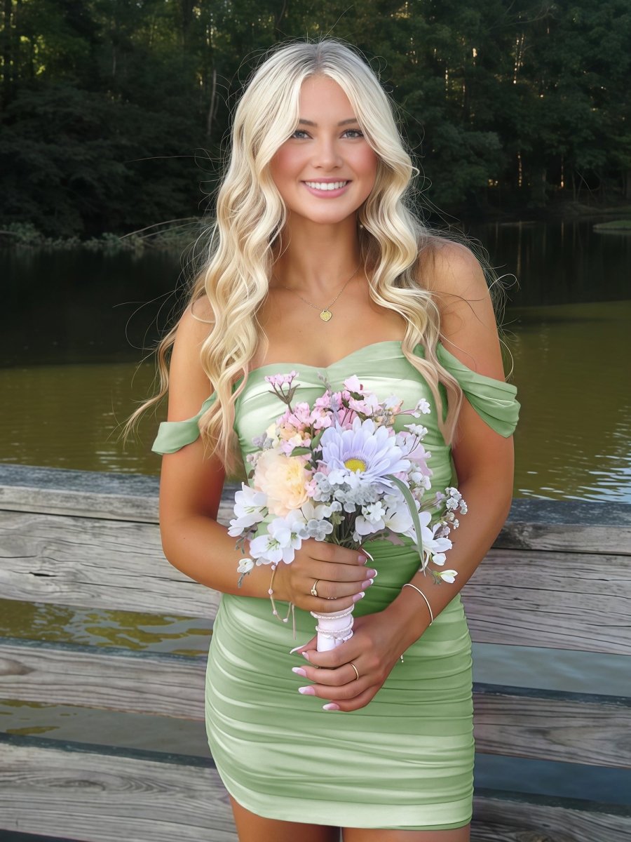 Pink Off The Shoulder Tulle Short Homecoming & Cocktail Dresses