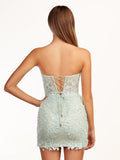 Sweetheart Green Lace Corset Tight Homecoming Dress