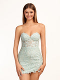 Sweetheart Green Lace Corset Tight Homecoming Dress