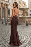 Yellow Spaghetti Straps Sheath Long Prom Dresses With Floral Embroidery