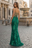 Yellow Spaghetti Straps Sheath Long Prom Dresses With Floral Embroidery