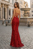 Yellow Spaghetti Straps Sheath Long Prom Dresses With Floral Embroidery