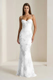 Yellow Spaghetti Straps Sheath Long Prom Dresses With Floral Embroidery
