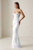 Yellow Spaghetti Straps Sheath Long Prom Dresses With Floral Embroidery