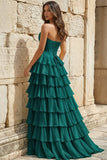 Strapless A-Line Ruffle Long Prom Dress With Split