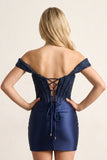Sheath Off the Shoulder Corset Homecoming Dress