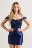 Sheath Off the Shoulder Corset Homecoming Dress