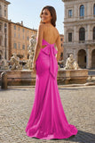 Yellow Sweetheart Sheath Satin Long Prom Dresses With Slit