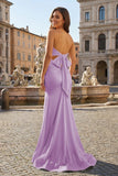 Yellow Sweetheart Sheath Satin Long Prom Dresses With Slit