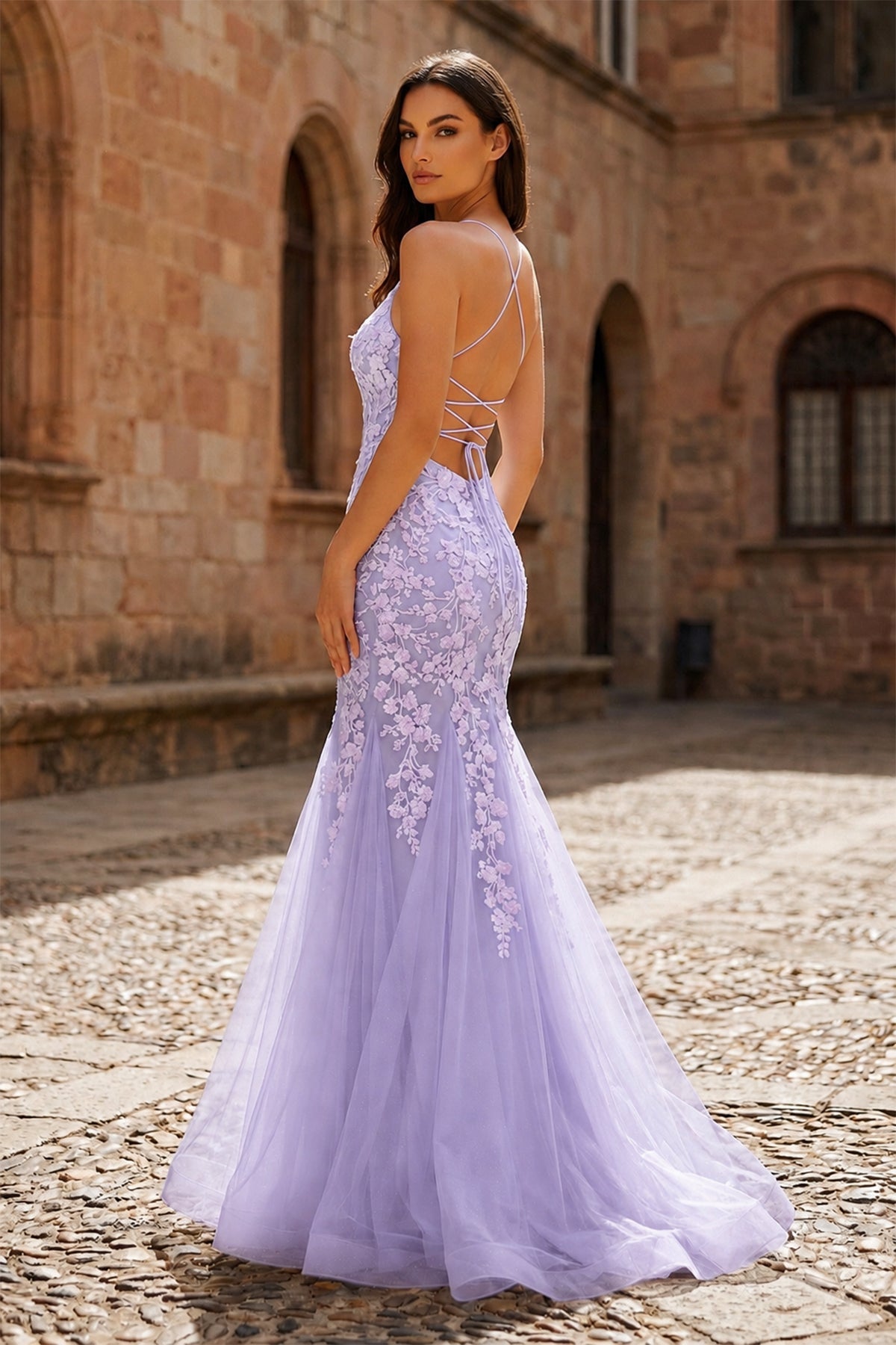 Sage Green Spaghetti Straps Mermaid Prom Dress With Appliques