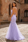 Sage Green Spaghetti Straps Mermaid Prom Dress With Appliques