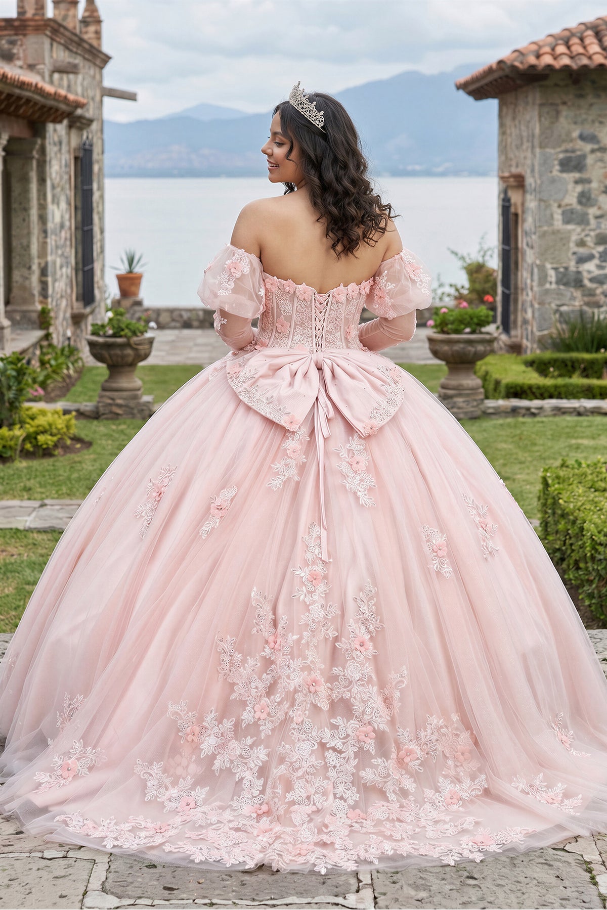 Ball-Gown Pink Tulle Sweetheart Sleeveless Quinceanera Dresses with Bow