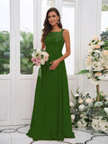 A-Line/Princess Chiffon Applique Square Sleeveless Floor-Length Bridesmaid Dresses Evening Dress