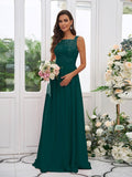 A-Line/Princess Chiffon Applique Square Sleeveless Floor-Length Bridesmaid Dresses Evening Dress