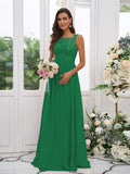 A-Line/Princess Chiffon Applique Square Sleeveless Floor-Length Bridesmaid Dresses Evening Dress