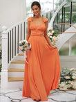A-Line/Princess Jersey Ruched V-neck Sleeveless Floor-Length Bridesmaid Dresses Evening Dress