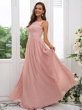 A-Line/Princess Chiffon Applique Square Sleeveless Floor-Length Bridesmaid Dresses Evening Dress