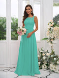 A-Line/Princess Chiffon Applique Square Sleeveless Floor-Length Bridesmaid Dresses Evening Dress