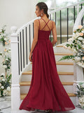 A-Line/Princess Chiffon Ruffles V-neck Sleeveless Floor-Length Bridesmaid Dresses Evening Dress