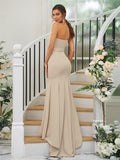 Trumpet/Mermaid Stretch Crepe Ruffles Strapless Sleeveless Sweep/Brush Train Bridesmaid Dresses Evening Dress