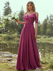 A-Line/Princess Chiffon Ruffles V-neck Sleeveless Floor-Length Bridesmaid Dresses Evening Prom Dress