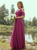 A-Line/Princess Chiffon Ruffles V-neck Sleeveless Floor-Length Bridesmaid Dresses Evening Prom Dress