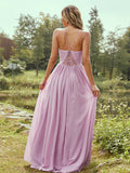 A-Line/Princess Chiffon Ruffles V-neck Sleeveless Floor-Length Bridesmaid Dresses Evening Prom Dress