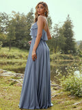 A-Line/Princess Chiffon Ruffles Spaghetti Straps Sleeveless Floor-Length Bridesmaid Dresses Evening Prom Dress