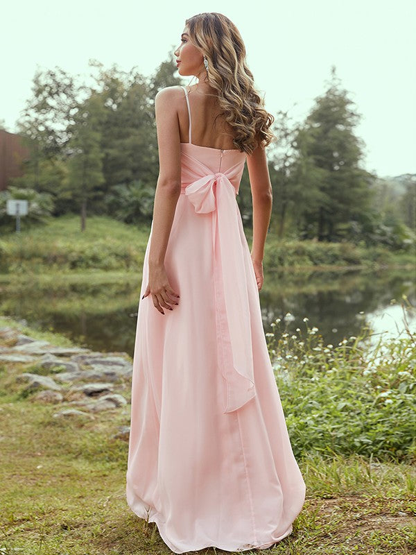 A-Line/Princess Chiffon Sash/Ribbon/Belt Sweetheart Sleeveless Floor-Length Bridesmaid Dresses Evening Dress