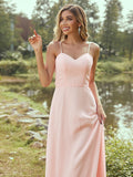 A-Line/Princess Chiffon Sash/Ribbon/Belt Sweetheart Sleeveless Floor-Length Bridesmaid Dresses Evening Dress